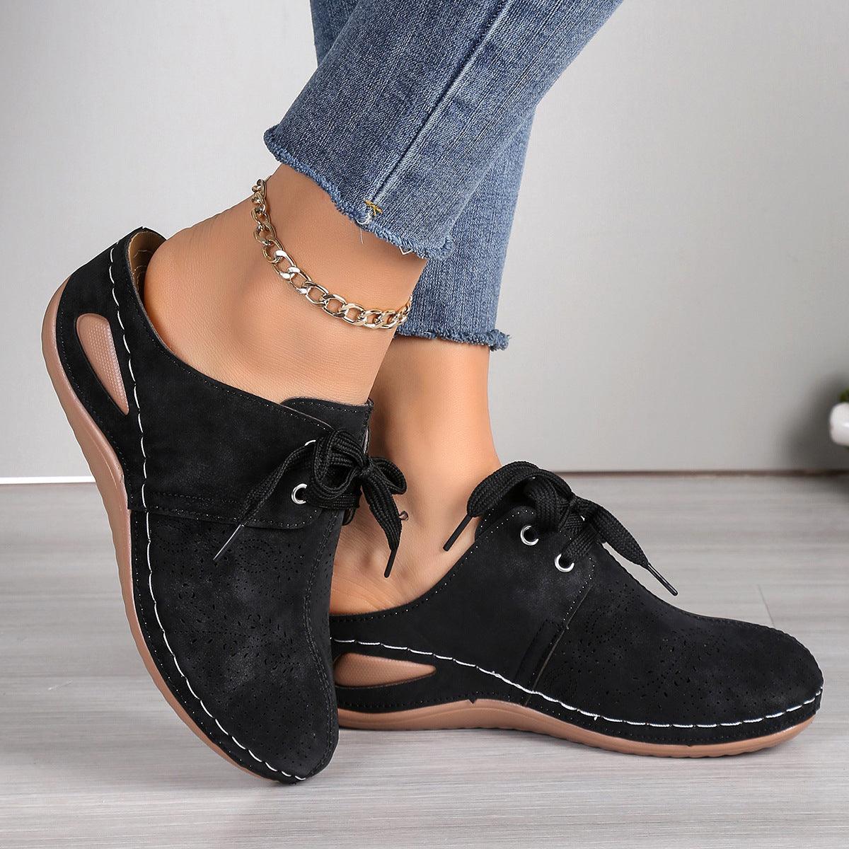 Summer Baotou Lace-up Slippers Outdoor Hollow Out Wedges Slippers For Women Sports Shoes - fadidesign