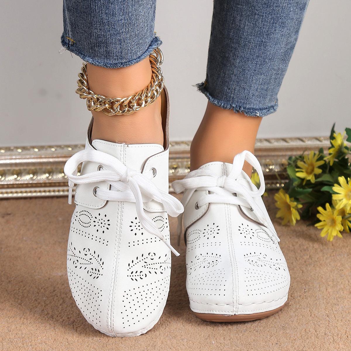 Summer Baotou Lace-up Slippers Outdoor Hollow Out Wedges Slippers For Women Sports Shoes - fadidesign