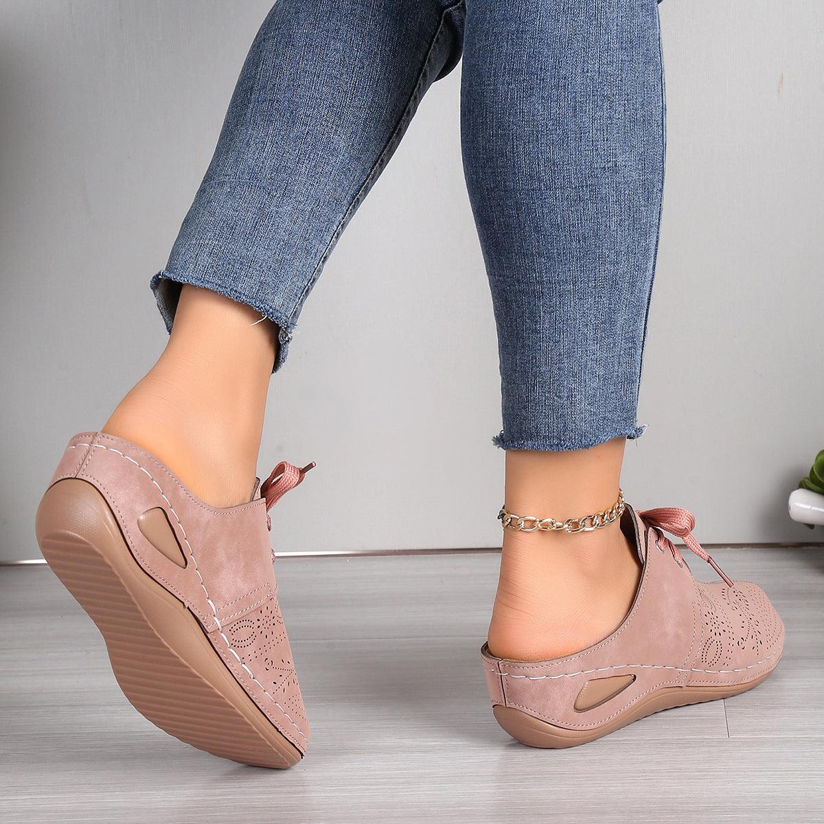 Summer Baotou Lace-up Slippers Outdoor Hollow Out Wedges Slippers For Women Sports Shoes - fadidesign