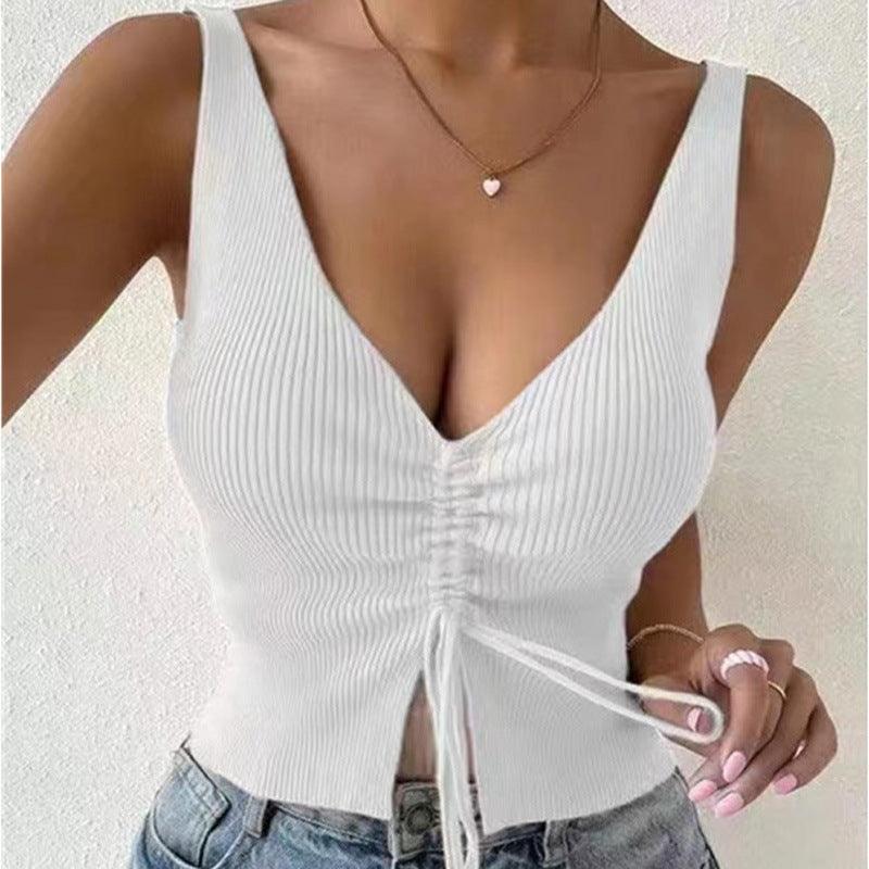 Summer Fashion Drawstring American Hot Girl All-matching Drawstring Vest Top - fadidesign