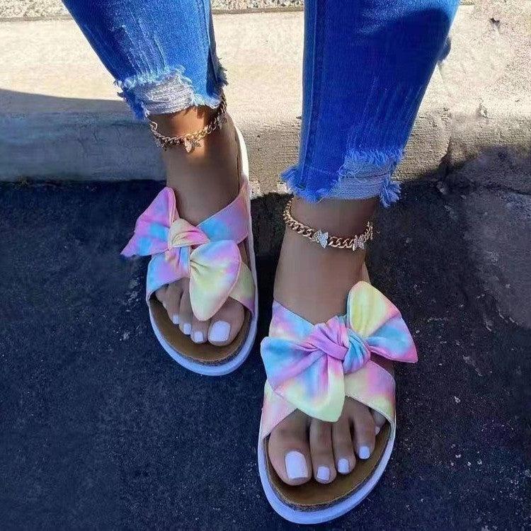 Summer New Thick Soled Beach Bowknot Slippers Women - fadidesign