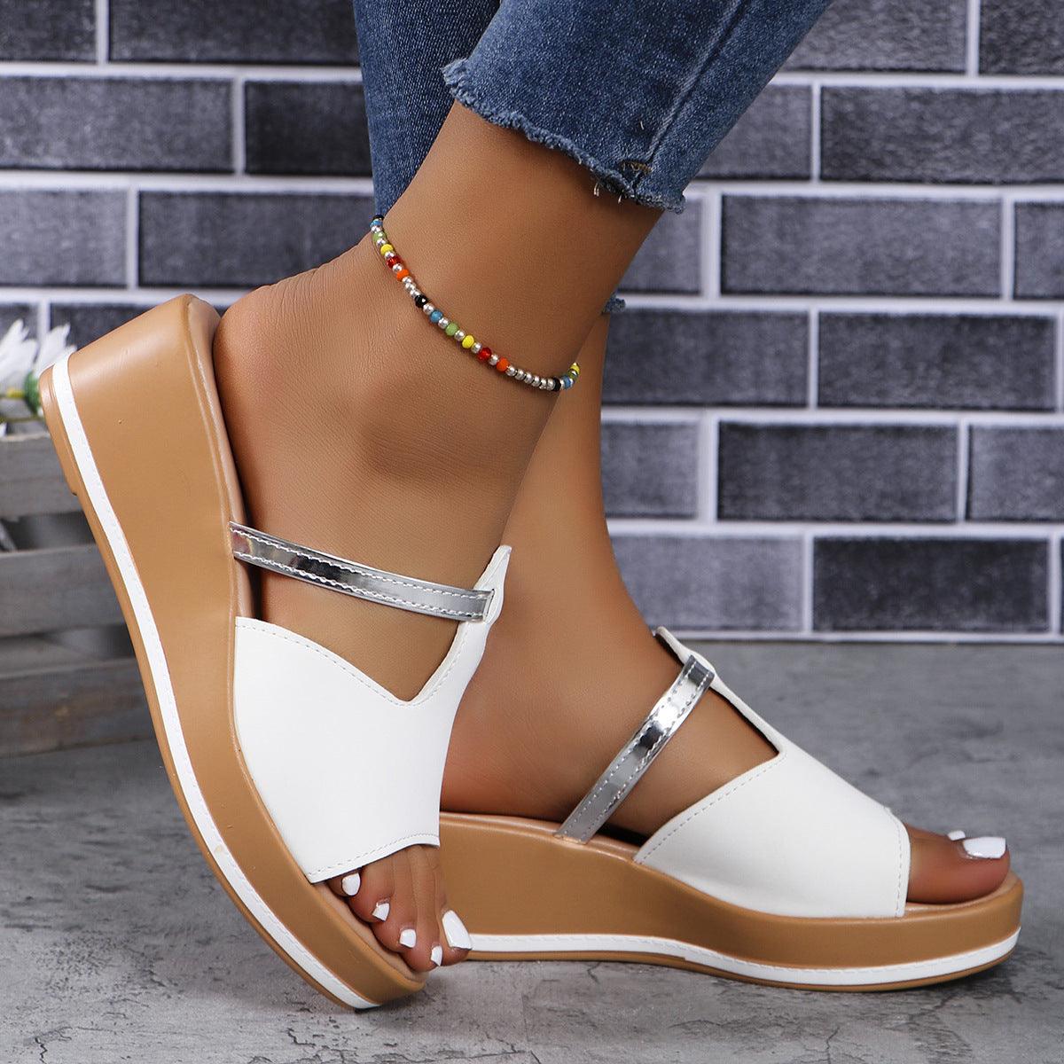 Summer Peep-toe Wedges Sandals Casual Thick Sole Heightening Slippers Fashion Outdoor Slides Shoes Women - fadidesign