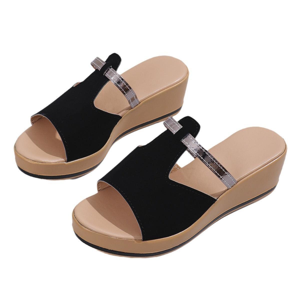 Summer Peep-toe Wedges Sandals Casual Thick Sole Heightening Slippers Fashion Outdoor Slides Shoes Women - fadidesign