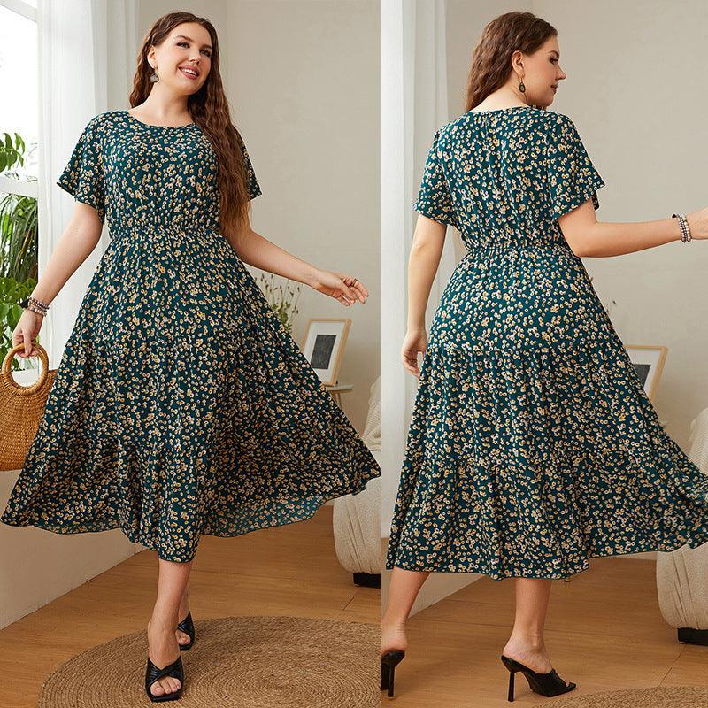 Summer Plus Size Women Floral Printed Dresses - fadidesign