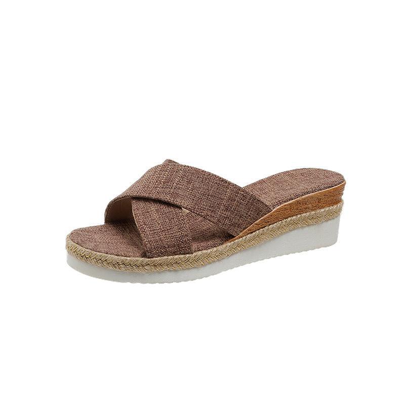 Summer Shoes Women Hemp Wedge Sandals Platform Slippers - fadidesign