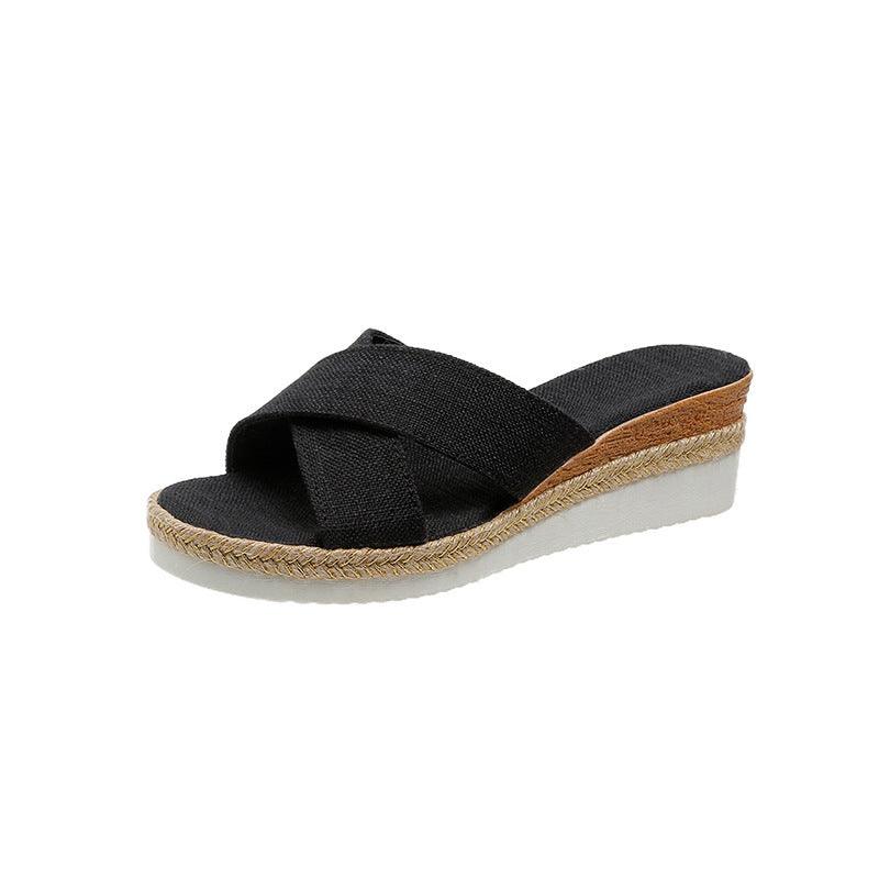 Summer Shoes Women Hemp Wedge Sandals Platform Slippers - fadidesign