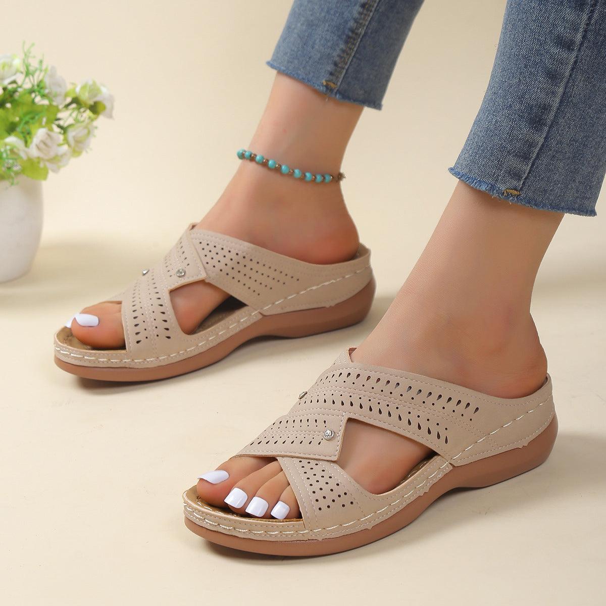 Summer Slippers Women Low Heels Wedges Sandals Non Slip Beach Shoes - fadidesign