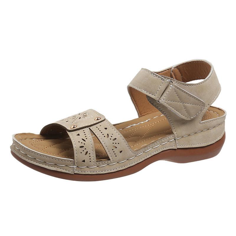 Summer Wedges Roman Sandals For Women Casual Hollow Velcro-design Beach Shoes - fadidesign