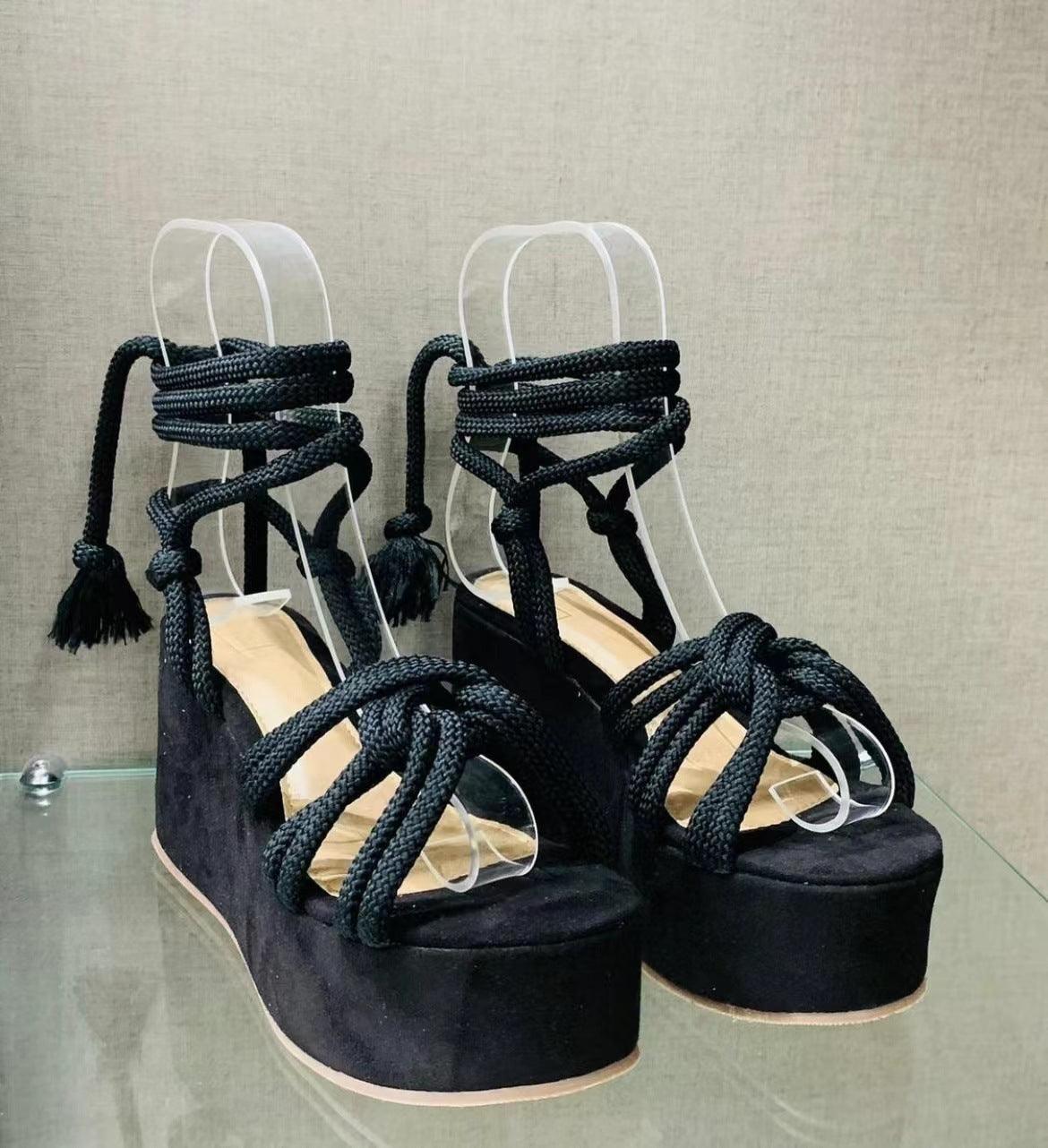 Summer Women Wedges Shoes High Heel Strappy Sandals - fadidesign