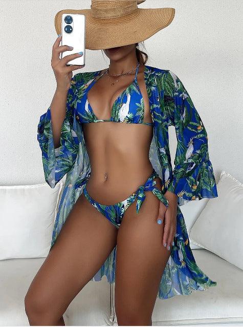 Tropical Triangle Bikini Swimsuit Kimono - fadidesign