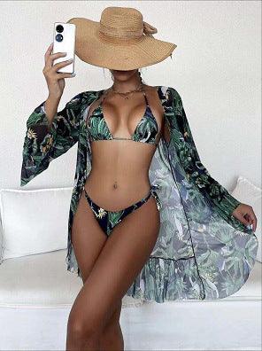 Tropical Triangle Bikini Swimsuit Kimono - fadidesign