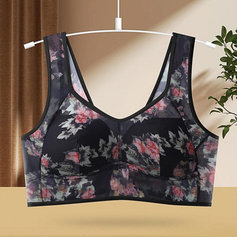 Underwear One-piece Fixed Cup Without Steel Ring Printing Vest Bra - fadidesign