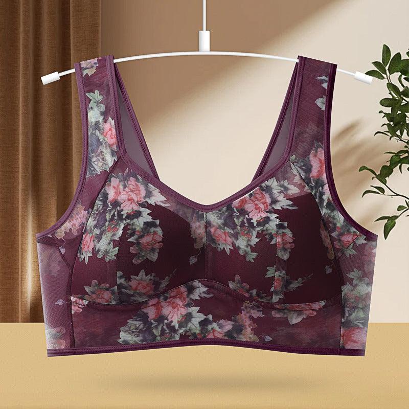 Underwear One-piece Fixed Cup Without Steel Ring Printing Vest Bra - fadidesign