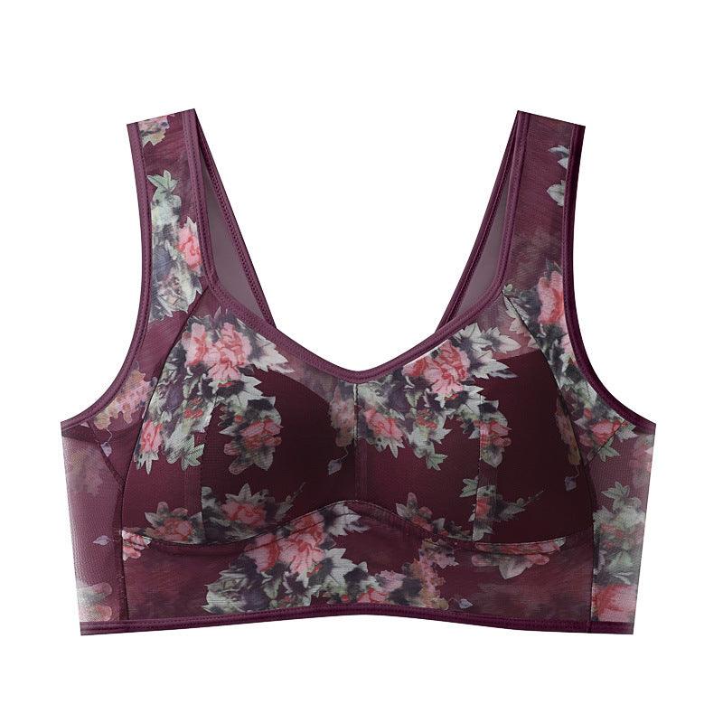 Underwear One-piece Fixed Cup Without Steel Ring Printing Vest Bra - fadidesign