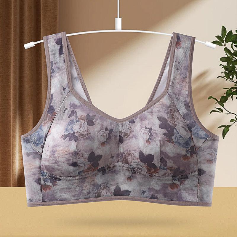 Underwear One-piece Fixed Cup Without Steel Ring Printing Vest Bra - fadidesign