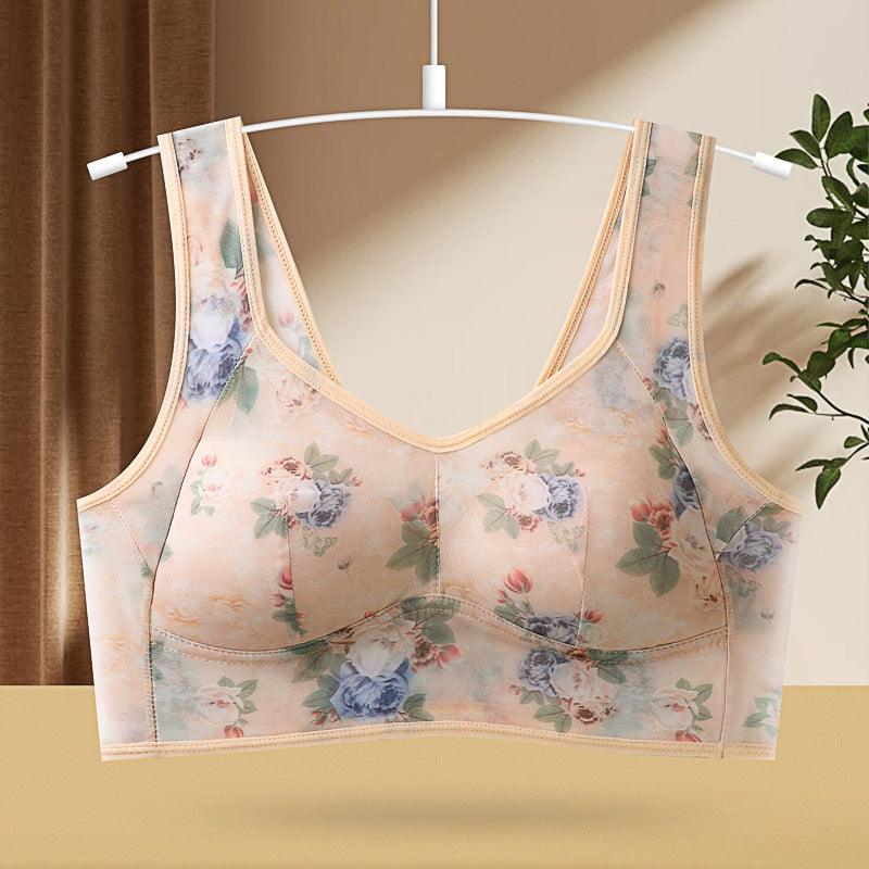 Underwear One-piece Fixed Cup Without Steel Ring Printing Vest Bra - fadidesign