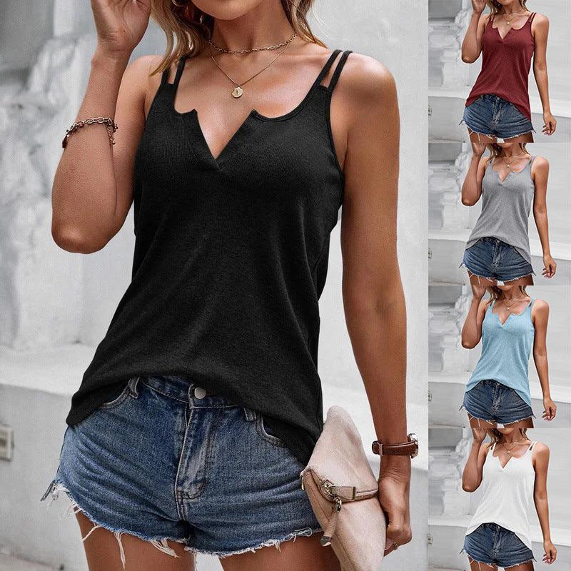 V-neck Camisole Tops For Women Casual Spaghetti Strap Tank Tops - fadidesign