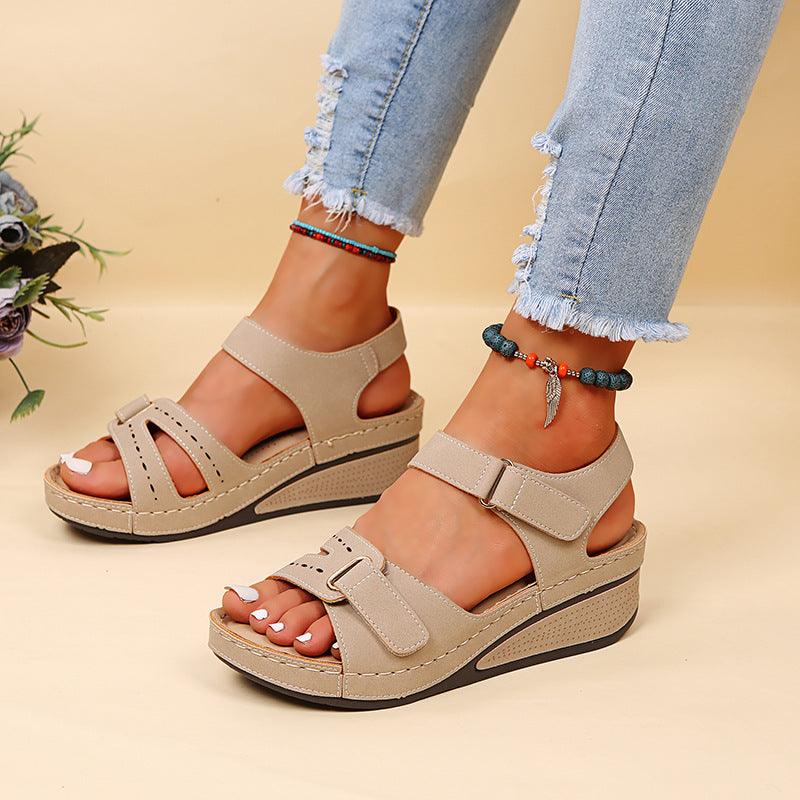 Wedge Sandals Summer Velcro Platform Shoes Women - fadidesign