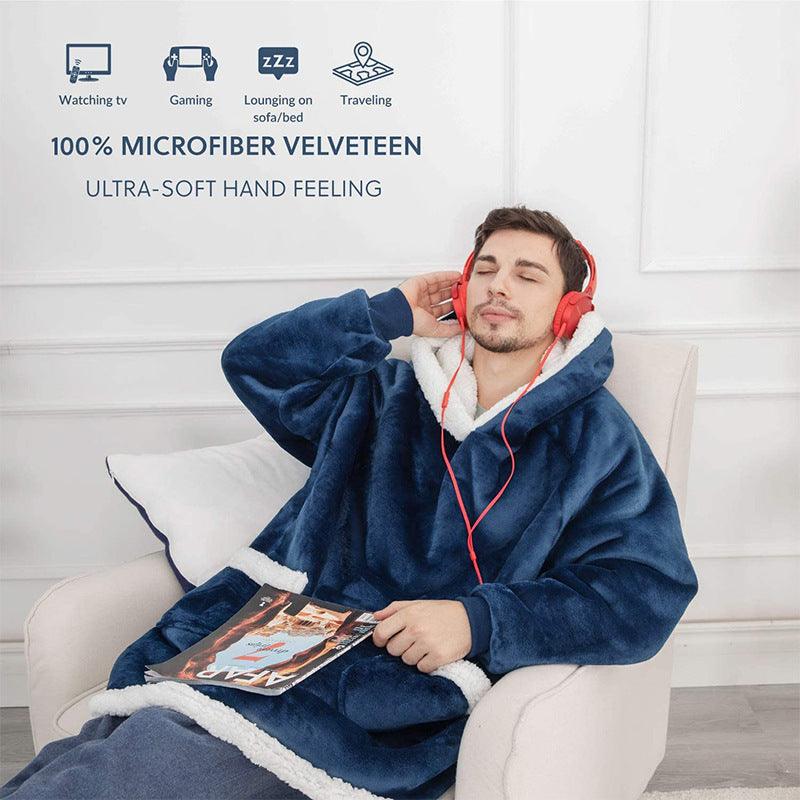 Winter TV Hoodie Blanket Winter Warm Home Clothes Women Men Oversized Pullover With Pockets - fadidesign