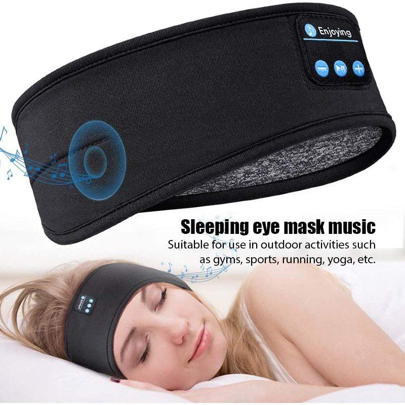 Wireless Bluetooth Sleeping Headphones Headband Thin Soft Elastic Comfortable Music Ear Phones Eye Mask For Side Sleeper Sports - fadidesign