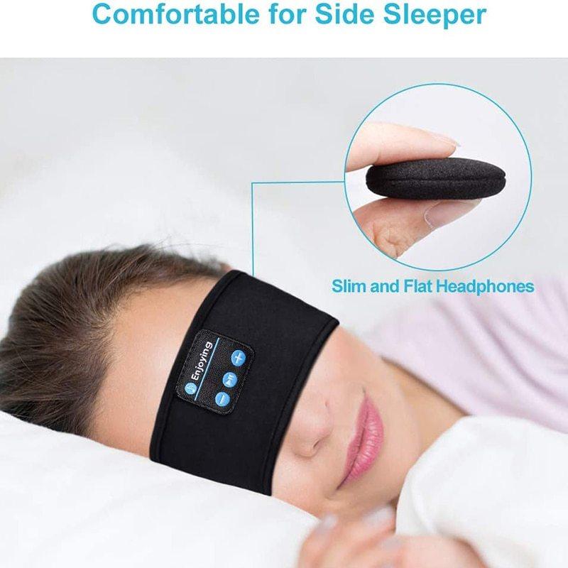 Wireless Bluetooth Sleeping Headphones Headband Thin Soft Elastic Comfortable Music Ear Phones Eye Mask For Side Sleeper Sports - fadidesign