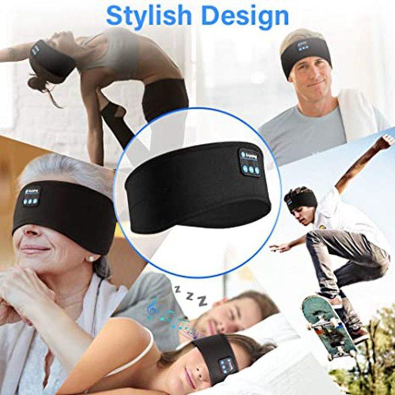 Wireless Bluetooth Sleeping Headphones Headband Thin Soft Elastic Comfortable Music Ear Phones Eye Mask For Side Sleeper Sports - fadidesign