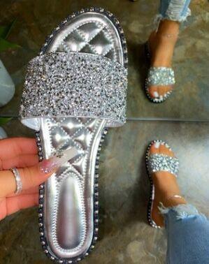 Women Rhinestone Bling Sandals Outdoor Wild Slippers - fadidesign