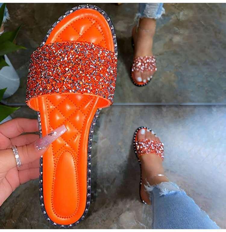 Women Rhinestone Bling Sandals Outdoor Wild Slippers - fadidesign