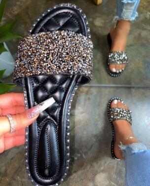 Women Rhinestone Bling Sandals Outdoor Wild Slippers - fadidesign