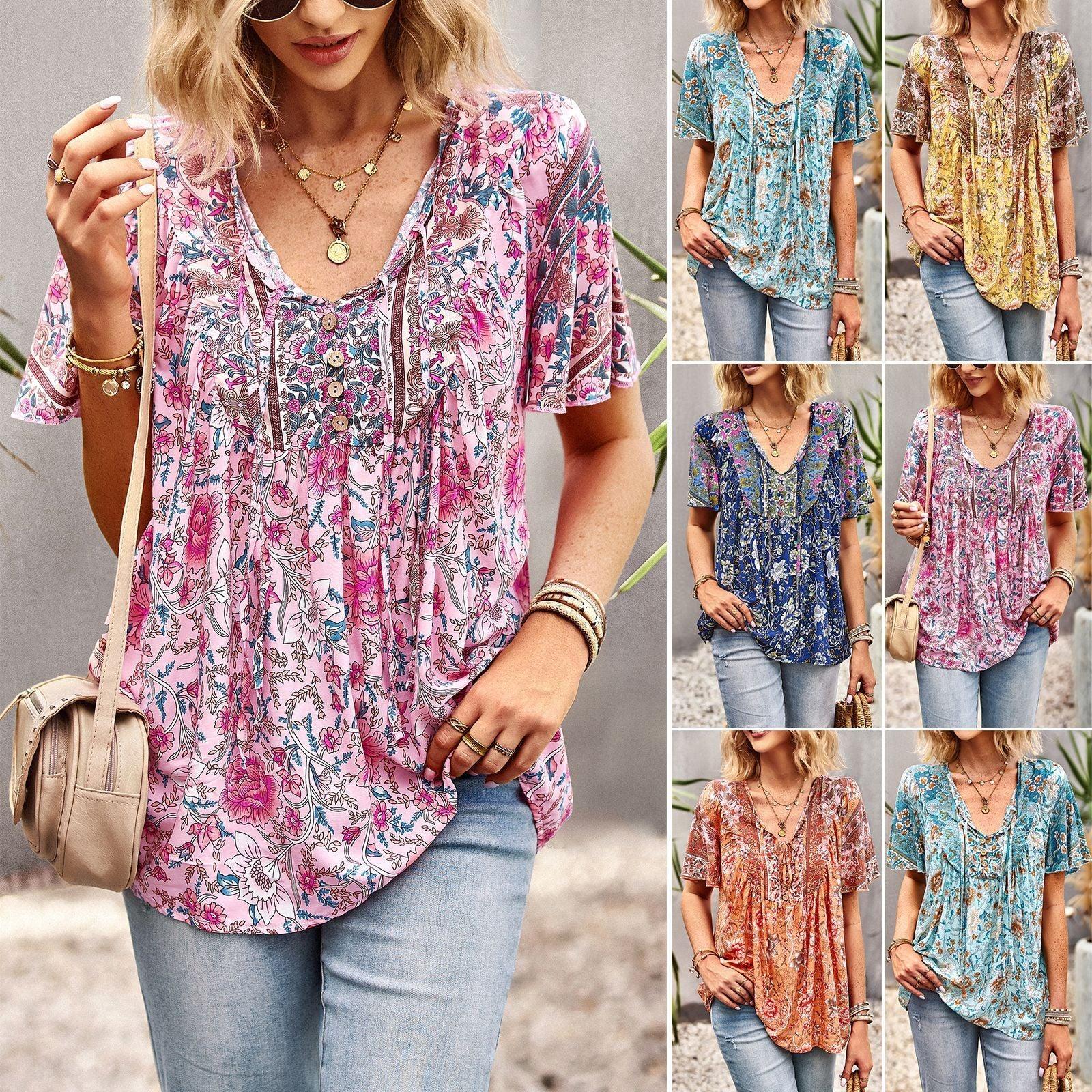 Asian Printed Shirt Women's Commuter Casual Collar Top - fadidesign