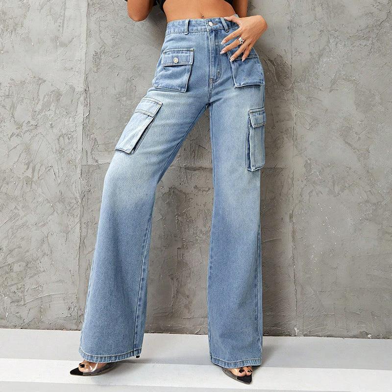 Women's Clothing High Waist Work Clothes Slimming Denim Trousers - fadidesign