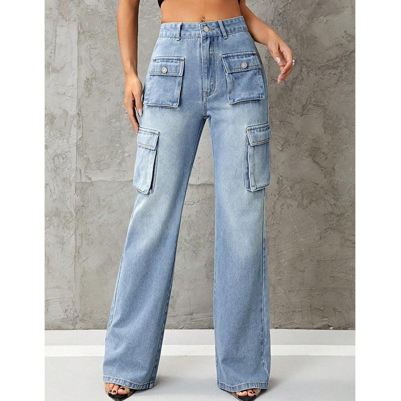 Women's Clothing High Waist Work Clothes Slimming Denim Trousers - fadidesign