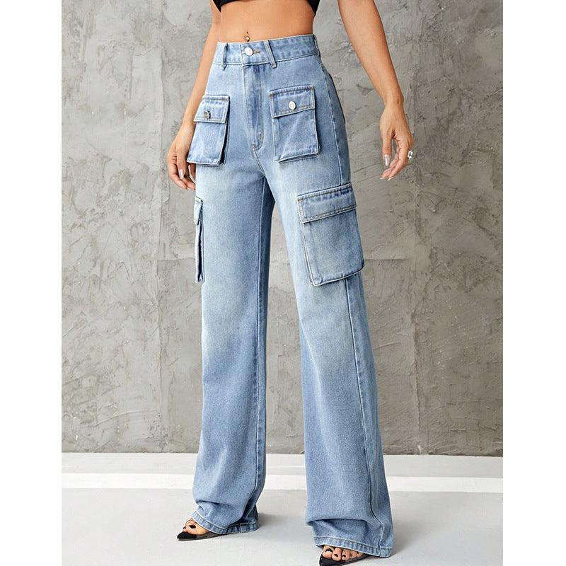 Women's Clothing High Waist Work Clothes Slimming Denim Trousers - fadidesign