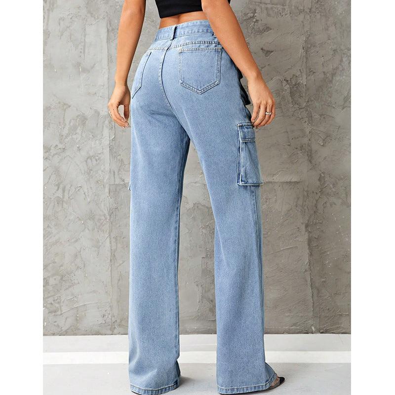 Women's Clothing High Waist Work Clothes Slimming Denim Trousers - fadidesign