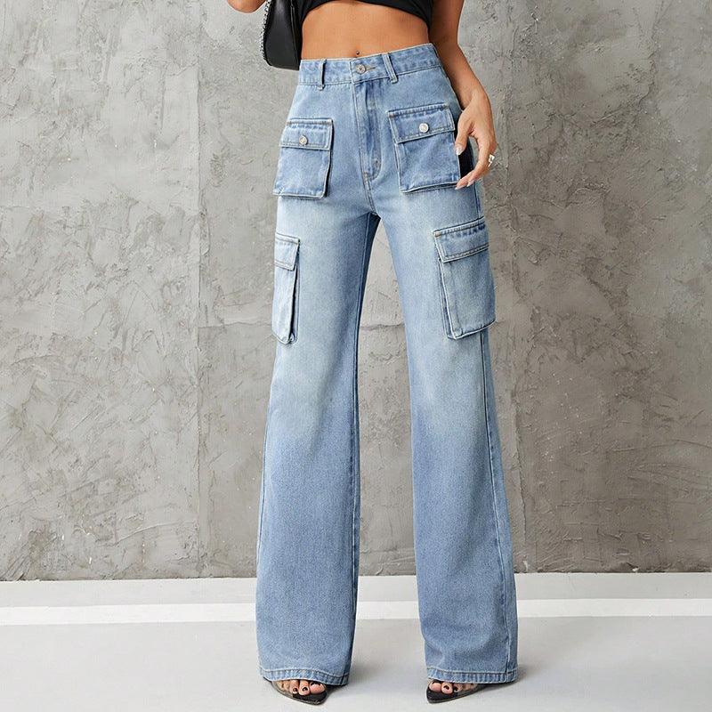 Women's Clothing High Waist Work Clothes Slimming Denim Trousers - fadidesign