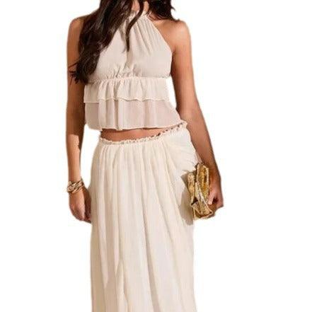 Women's Comfort And Casual Backless Set Long Dress - fadidesign