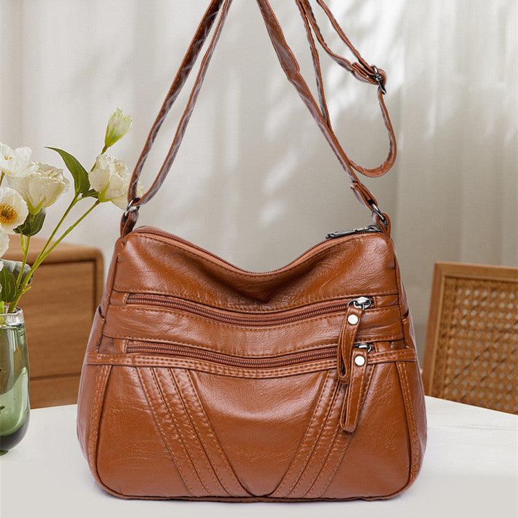 Women's Fashion Casual Crossbody Soft Leather Multi-pocket Shoulder Bag - fadidesign