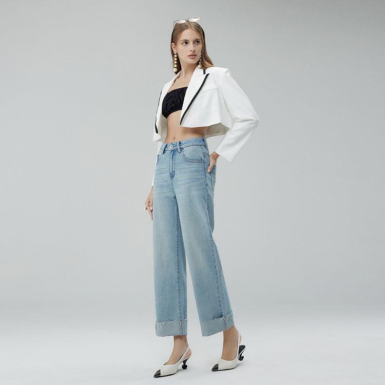 Women's Fashion Cropped Wide-leg Pants - fadidesign