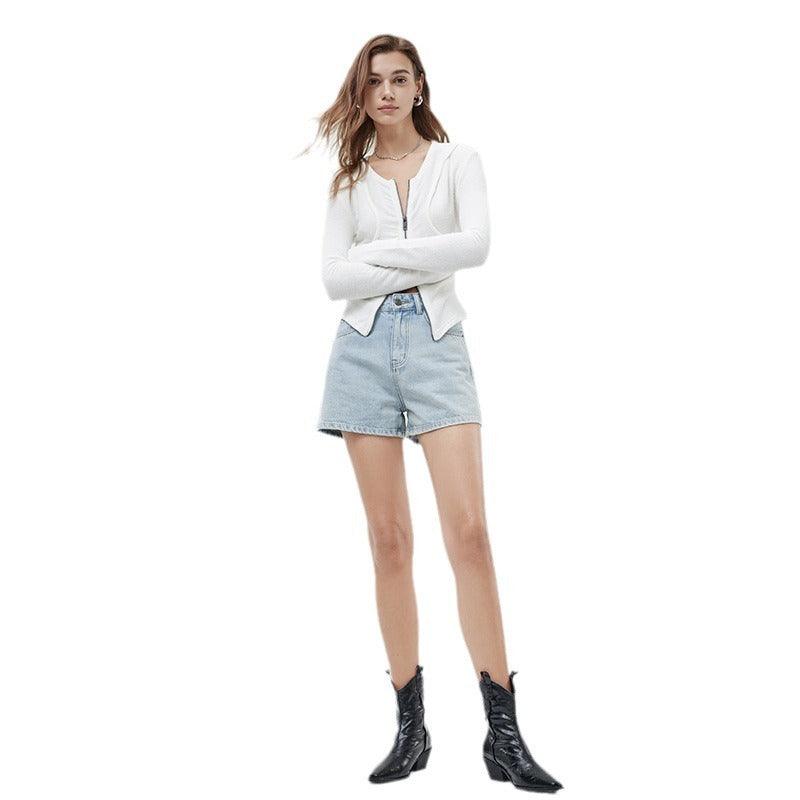 Women's Fashion High Waist Denim Shorts - fadidesign