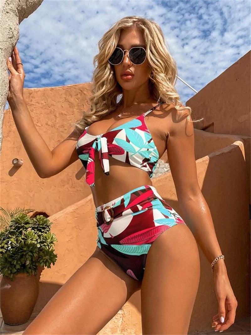 Women's Fashion Popular Print Three Piece Swimwear - fadidesign