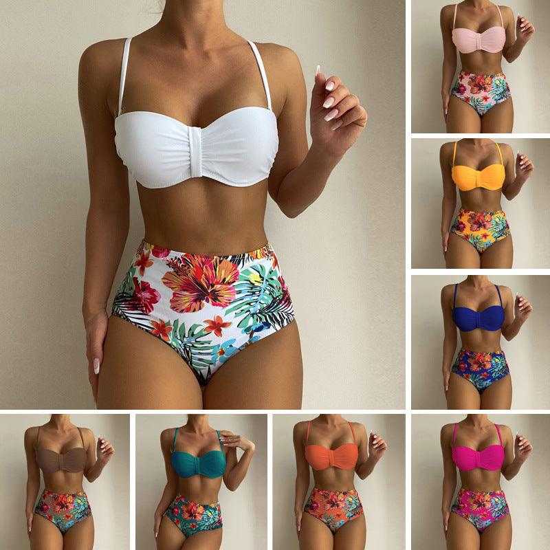 Women's Floral Print Spaghetti Strap Bikini Bathing Suit 2 Piece Swimsuits - fadidesign