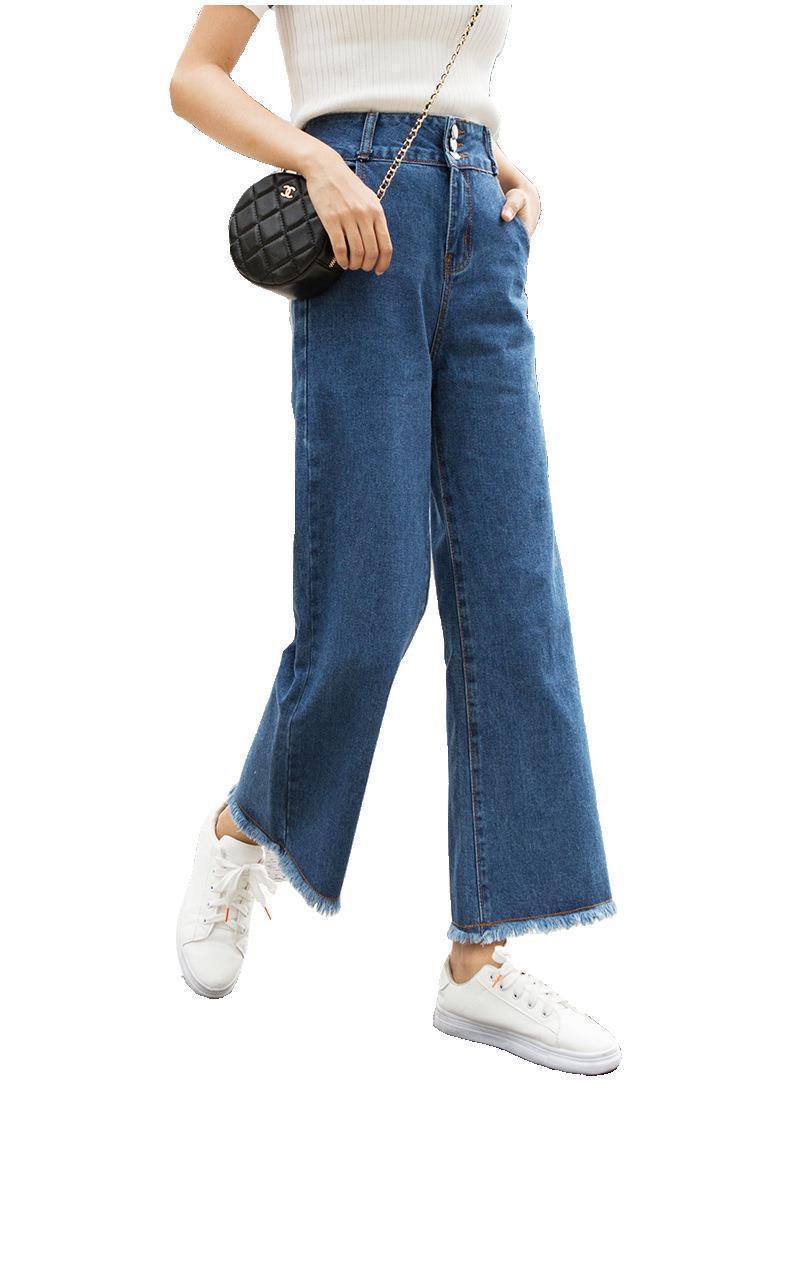 Women's jeans high waist jeans summer women's cropped straight pants - fadidesign