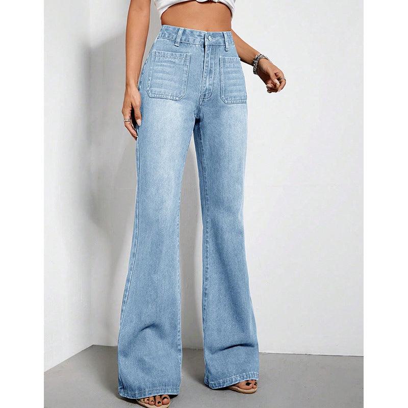 Women's Loose High Waist Denim Trousers - fadidesign