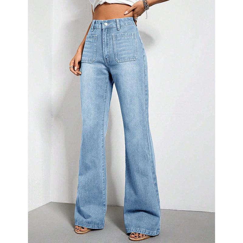 Women's Loose High Waist Denim Trousers - fadidesign