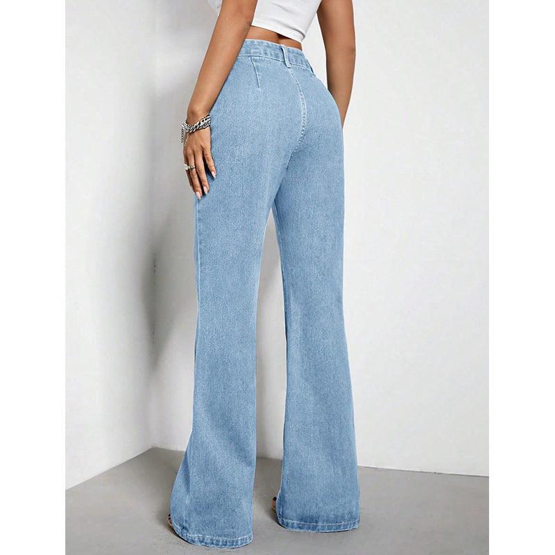 Women's Loose High Waist Denim Trousers - fadidesign