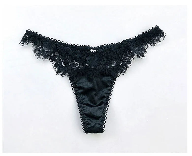 Women's Milk Silk Sexy Lace Thong Panties - fadidesign