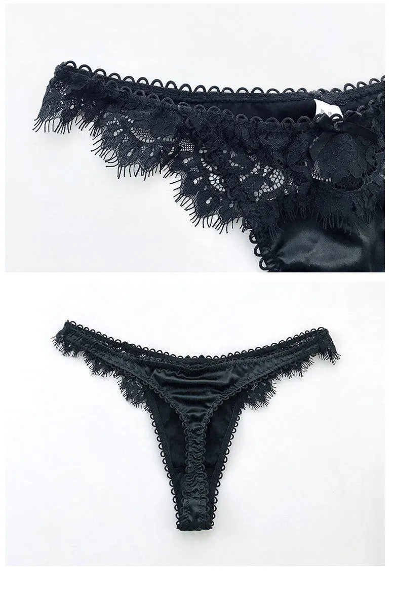 Women's Milk Silk Sexy Lace Thong Panties - fadidesign