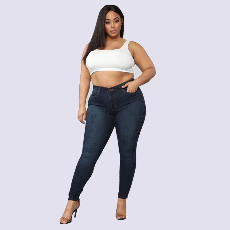 Women's Plus Size Fashion High Elastic Denim Pencil Pants - fadidesign