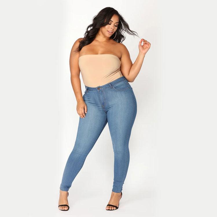 Women's Plus Size Fashion High Elastic Denim Pencil Pants - fadidesign