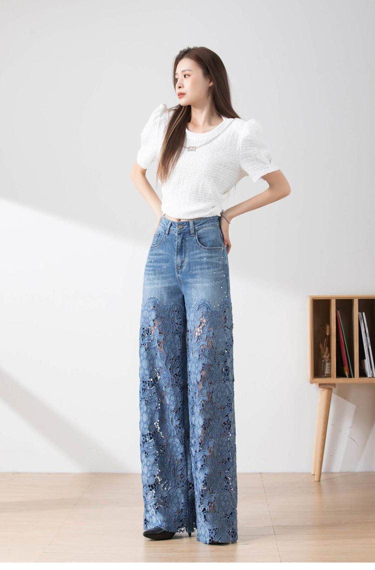 Women's Stitching High Waist Wide Leg Pants - fadidesign